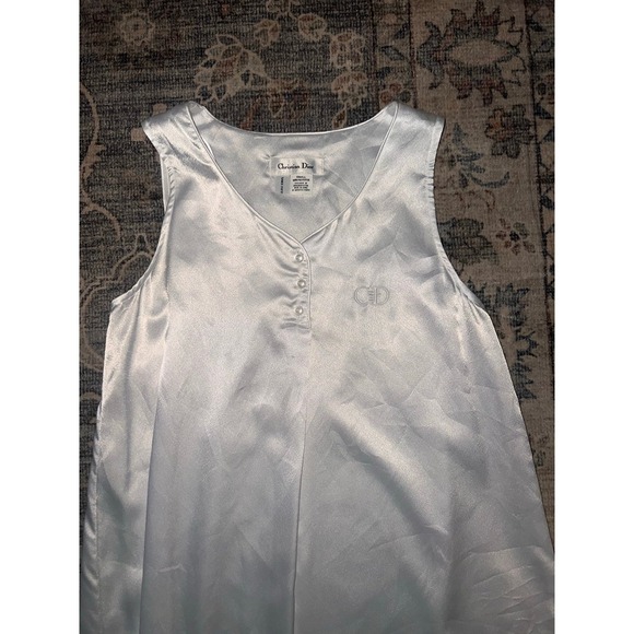 Christian Dior Dresses & Skirts - Vintage Christian Dior White Satin Slip Dress Embroidered Accent